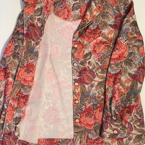 VINTAGE FLORAL FAUX JAQUARD SHIRT JACKET - Picture 5 of 6